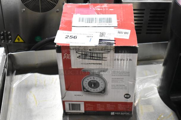 Brand new San Jamar Escali Pro SCMDL2 2 lb. kitchen scale, scratch and dent, in original packaging, NSF certified.