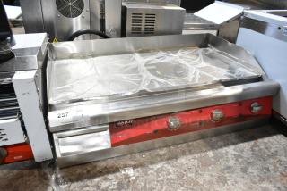 Brand new Avantco 177EG30N 30" stainless steel electric countertop griddle, 208/240V, 1 Phase, with minor scratches.