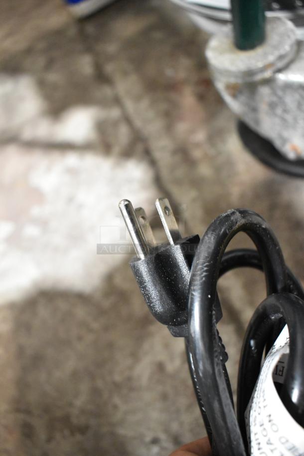 Curtis GEM-120A-10 coffee brewer plug and cord. Image focuses on power plug with attached cord. Brand new, 120 volts.