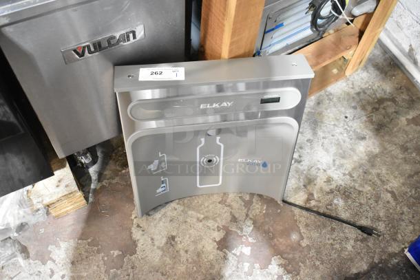 Brand new Elkay EZWSR_1D water bottle filler, 115V, 1 phase, minor scratches, includes sensor activation and Elkay branding.