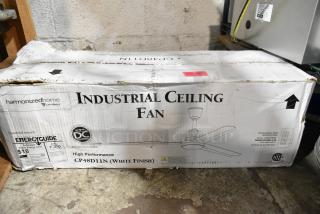 BRAND NEW Canarm 48" white industrial ceiling fan, model CP48D11N, 7370 CFM, 120V, 1 Phase. Scratch and dent condition.