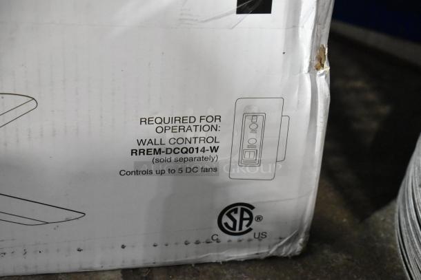BRAND NEW Canarm 48" White Industrial Ceiling Fan with slight box damage. Model CP48D11N, 7370 CFM, 120V, 1 Phase. Wall control RREM-DCQ014-W required (sold separately).