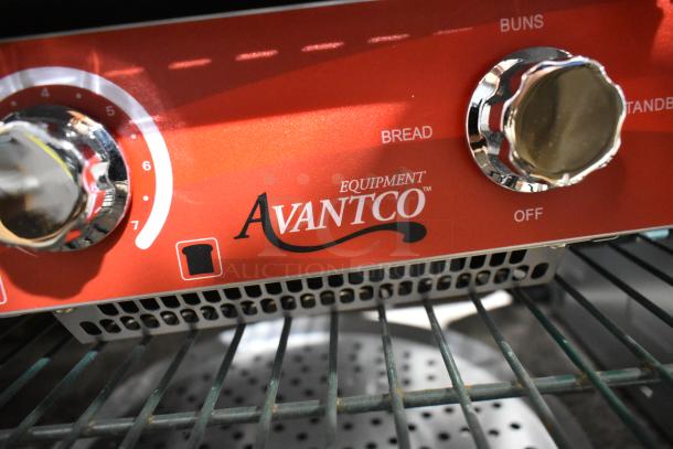 BRAND NEW Avantco 184T140 stainless steel conveyor toaster, red control panel, 10" wide, 3" opening, 300 slices/hr.