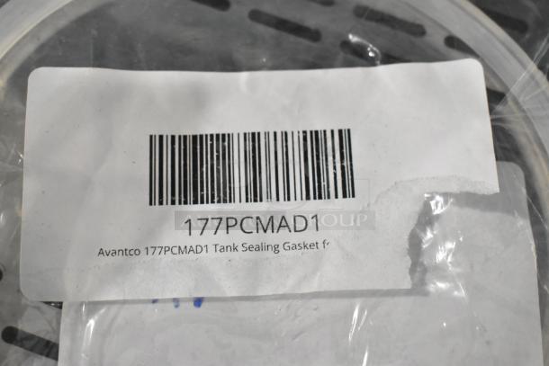Bag with Avantco 177PCMAD1 tank sealing gasket, new condition, label with barcode and item description.