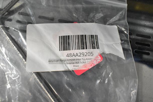 5 brand new scratch and dent items, includes American Range A29205 Pilot Tip, listed details on barcode tag.