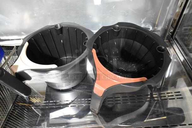 Brand new Avantco 177PCMAD15 and American Range A33001 fryer baskets, scratch and dent condition, 7 items total.