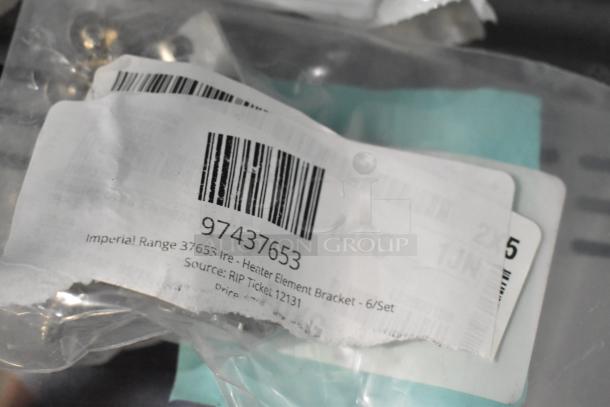 Plastic bag with Imperial Range 37653 IRE Heater Element Bracket label, barcode 97437653, source RIP Ticket 12131.