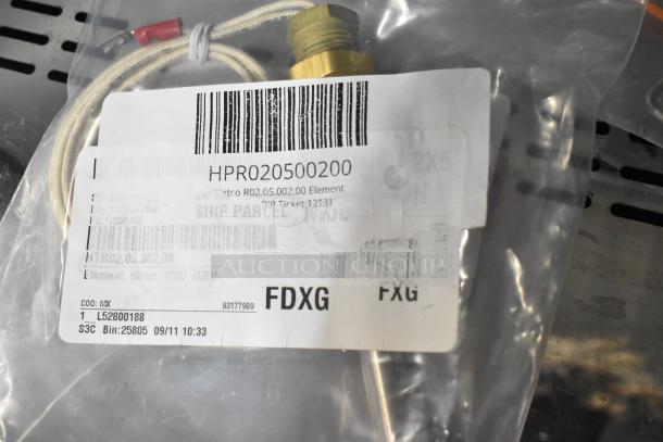 Hatco R02.05.002.00 Element shown in package with label details, including item code and description. Brand new condition.
