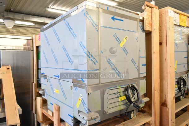Brand new 2022 H&K 52473-1 stainless steel commercial French fry freezer with fry basket holder, on casters, 115V, 1 phase.