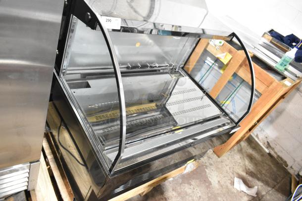 Avantco 193HAC51B black horizontal air curtain merchandiser with 1 shelf, LED lighting, 47" wide. Model 193HAC51B. 115V.