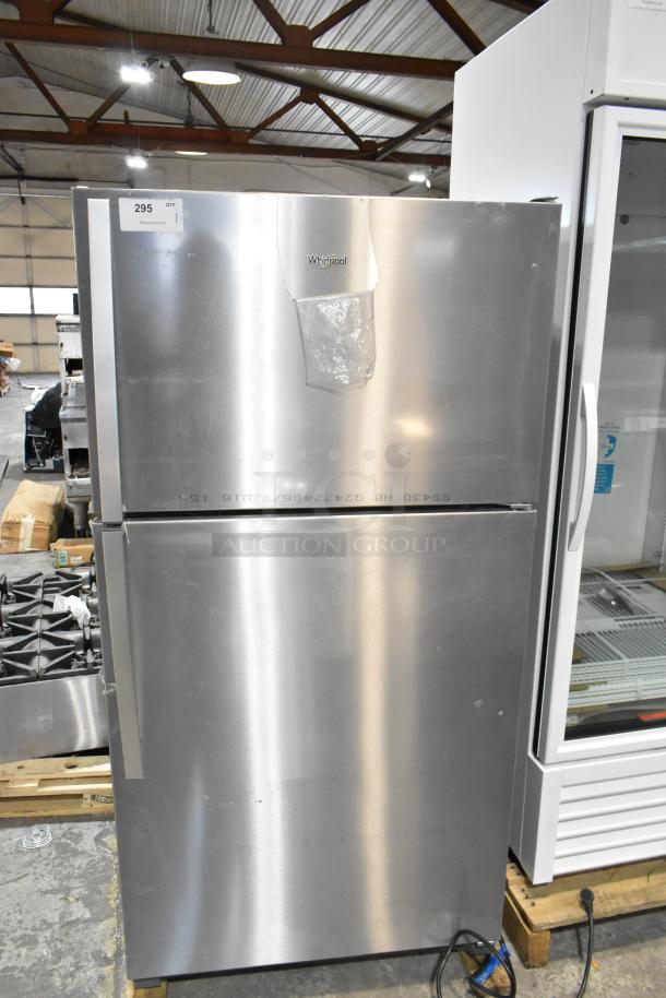 BRAND NEW SCRATCH AND DENT! 2025 Whirlpool WRT311FZDM05 stainless steel fridge with freezer, visible scratches, 115V, 1 Phase.