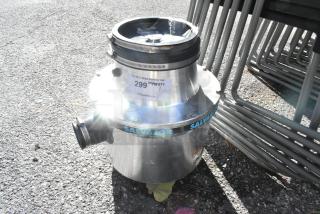 Salvajor 100 stainless steel commercial garbage disposal, 208/230/460 volts, excellent condition, visible label with product details.