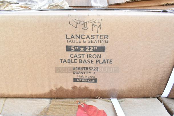 Lancaster Table & Seating 5"x22" cast iron table base plate box, model #164TB5222, quantity 4, made in China.