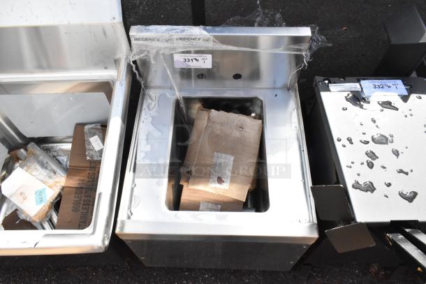 Brand new Regency 600UHS1918S underbar hand sink, 19"x18", with swivel faucet, minor scratches and dents, visible Regency label.