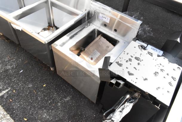 BRAND NEW Regency 600UHS1918S underbar hand sink with swivel faucet, 19"x18", stainless steel, minor scratches.