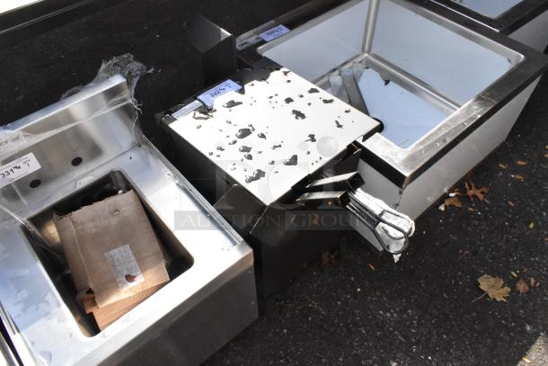 Brand new Backyard Pro 4-gallon steel propane fryer, 90,000 BTU. Scratch and dent condition; visible packaging materials.
