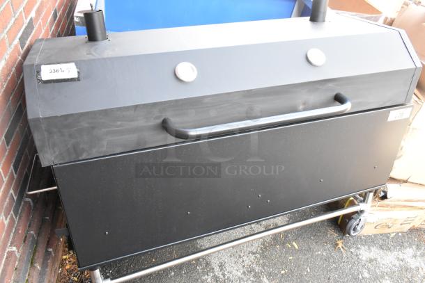 BRAND NEW Backyard Pro 60" charcoal/wood smoker grill, adjustable grates, dome lid, minor scratches, assembled.