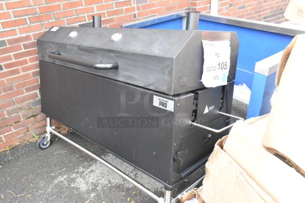 BRAND NEW Backyard Pro 554SMOKR60AS 60" charcoal/wood smoker grill, features adjustable grates, some scratches.