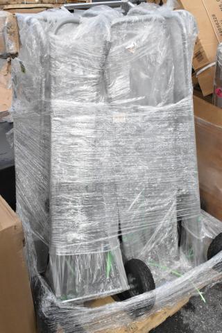 7 Lavex 503HDTP600GR hand trucks, 600 lb capacity, gray, 10" pneumatic wheels. New, scratch and dent condition.