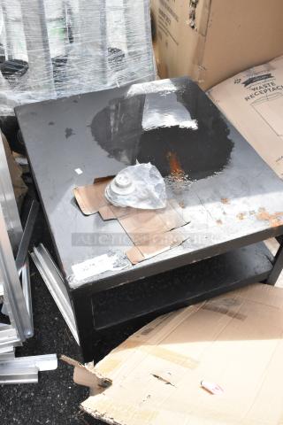 Brand new metal stand, scratch and dent condition. Features rust spots. Includes attached hardware.