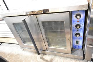 Bakers Pride 456GDCOER21 Cyclone Stainless Steel Commercial Electric Powered Full Size Convection Oven w/ View Through Doors, Metal Oven Racks, Thermostatic Controls and Metal Legs. 208 Volts, 3 Phase. - Item #1216137