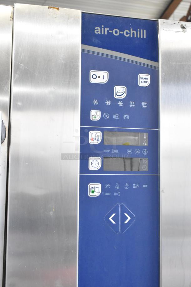 Electrolux AOFS102CU stainless steel blast chiller, 208V, 3 Phase, control panel with start/stop and temperature settings.