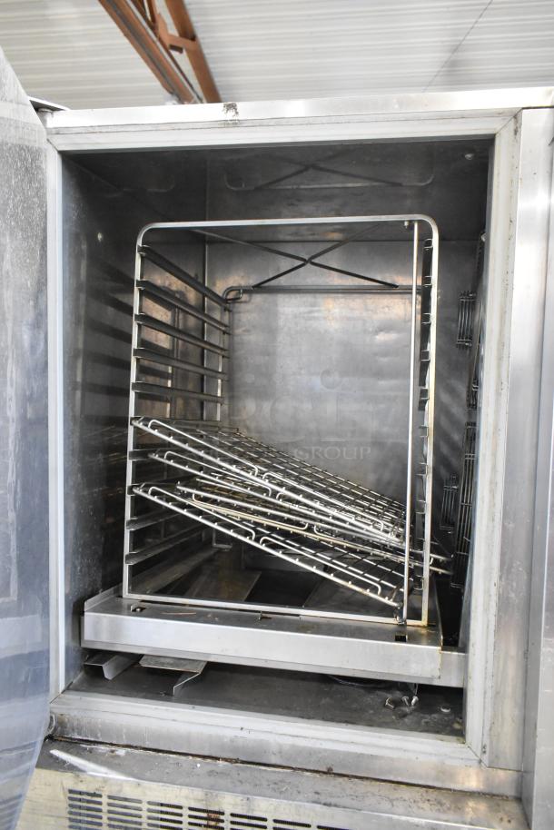 Electrolux AOFS102CU stainless steel blast chiller, commercial-grade, open door view. 208 volts, 3 phase, good condition.