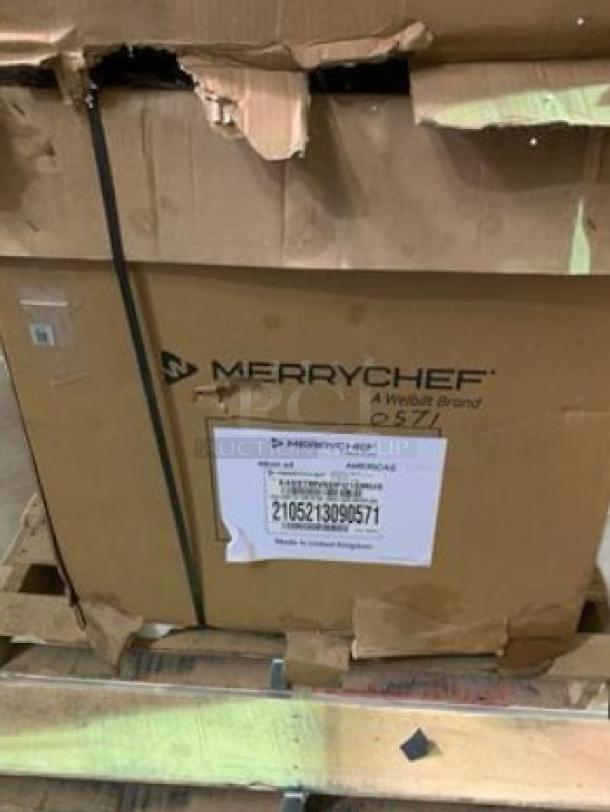Brand new Merrychef eikon e4 cooking oven, 208/240V, original packaging, model details visible on box label.