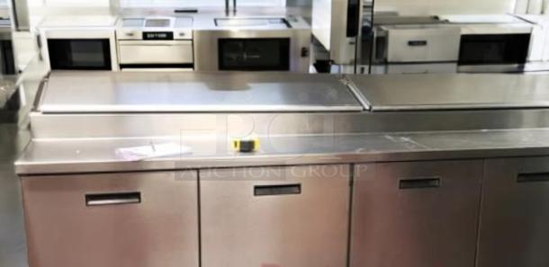 True TPP-93D-4 Refrigerated Pizza Prep Table, 93" 3-door, drawers, stainless steel, great condition, 115V, tested and working.