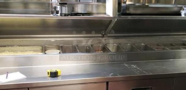 True TPP-93D-4 Refrigerated Pizza Prep Table, 93", 3-Door with Drawers, tested, working, great condition, 115V.