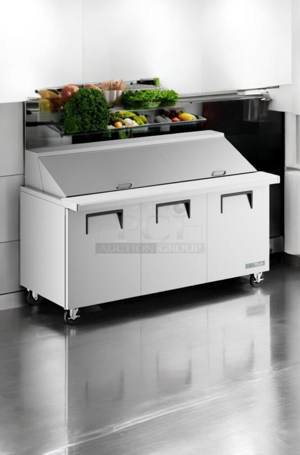 True TSSU-72-18 3-door sandwich/salad prep refrigerator, 72" wide, in excellent condition. Fully tested, 115V.