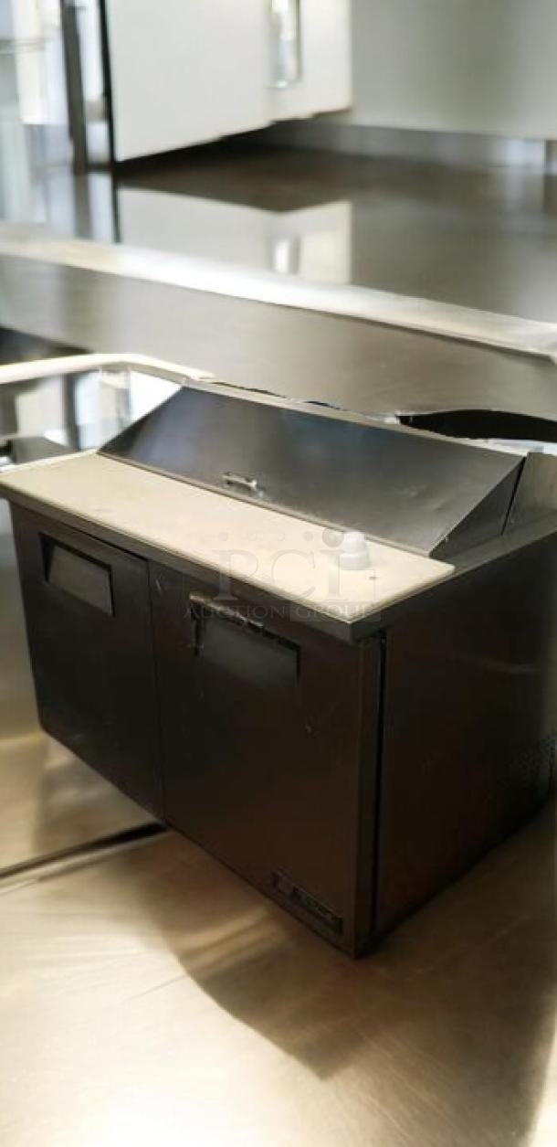 True TSSU-48-12 sandwich/salad prep refrigerator, 48" wide, excellent condition, dual-door, fully tested, 115V.