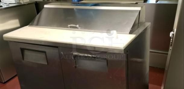 True TSSU-48-12 2-Door Sandwich/Salad Prep Refrigerator, 48" wide, excellent condition, fully tested, stainless steel.