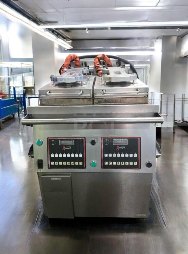 Garland Xpress Grill XE36, dual platen, electric, superb condition, 208/240V, fully tested, control panels visible.