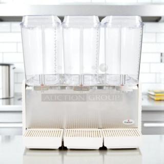 Crathco D35-4 Classic Bubbler Beverage Dispenser, three clear containers, tested and working, Crathco label visible on front.