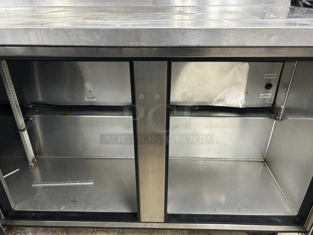 Great condition True TWT-72-HC stainless 3-section work top refrigerator cooler, 19 cu.ft, tested and working.