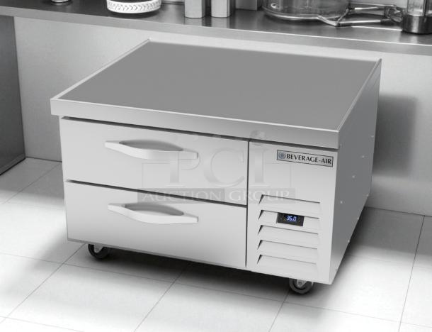 Beverage Air WTRCS36HC 36" two drawer chef base refrigerator in excellent condition, features digital temperature display.