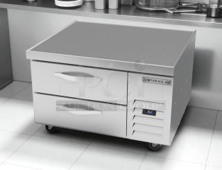 Beverage Air WTRCS36HC 36" two drawer chef base refrigerator in excellent condition, features digital temperature display.