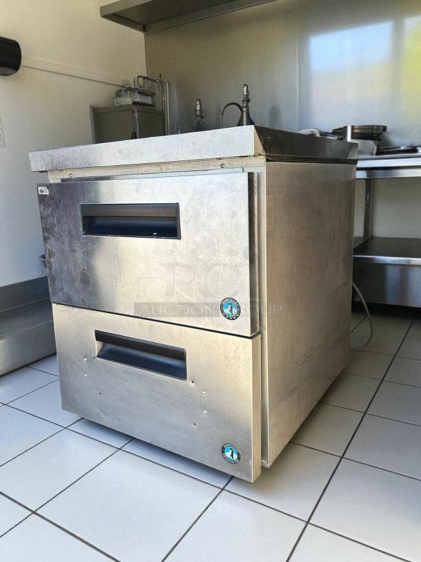 Hoshizaki UR27B-D2 undercounter refrigerator, 7.2 cu ft, stainless steel, two drawers, tested working condition.