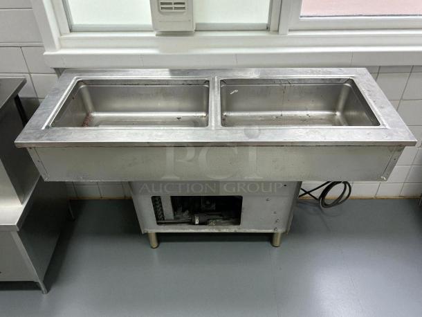 Delfield 8148-EFNP two-pan drop-in LiquiTec refrigerated cold food well, stainless steel, tested and working.