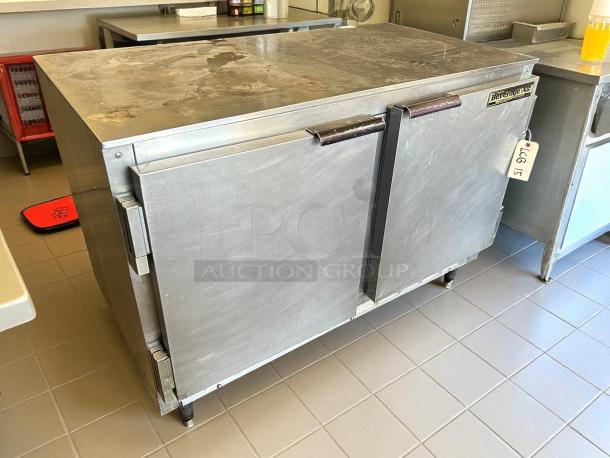 Beverage Air UCR48AHC 48" undercounter refrigerator, two-section, stainless steel, tested, great condition, LCG 15 tag.
