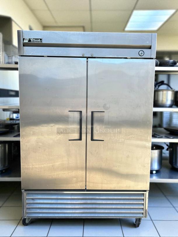 True T-49-HC 54" solid door reach-in refrigerator, stainless steel, tested and working, excellent condition, front view.