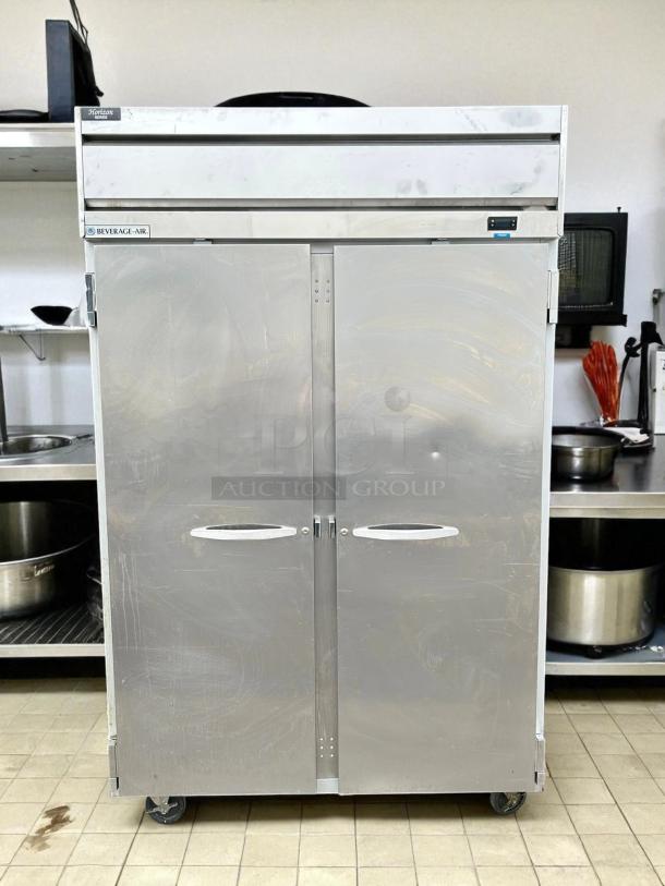 Beverage-Air HF2HC-1S 52" Horizon Series two-section reach-in freezer, tested working, stainless steel, dual doors.