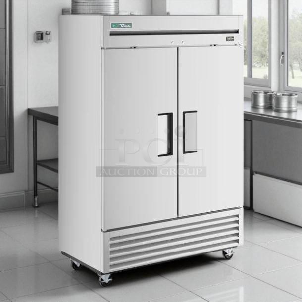 True T-49F-HC 54" solid door reach-in freezer, excellent condition, tested and working, with visible brand logo.