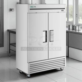 True T-49F-HC 54" solid door reach-in freezer, excellent condition, tested and working, with visible brand logo.