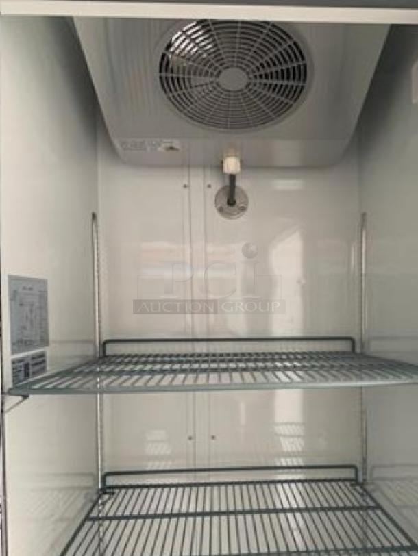 MoTak MSD-1DR-BAL-19-X refrigerator, 29" one-section, right-hinge solid door, excellent condition, shelves visible inside.