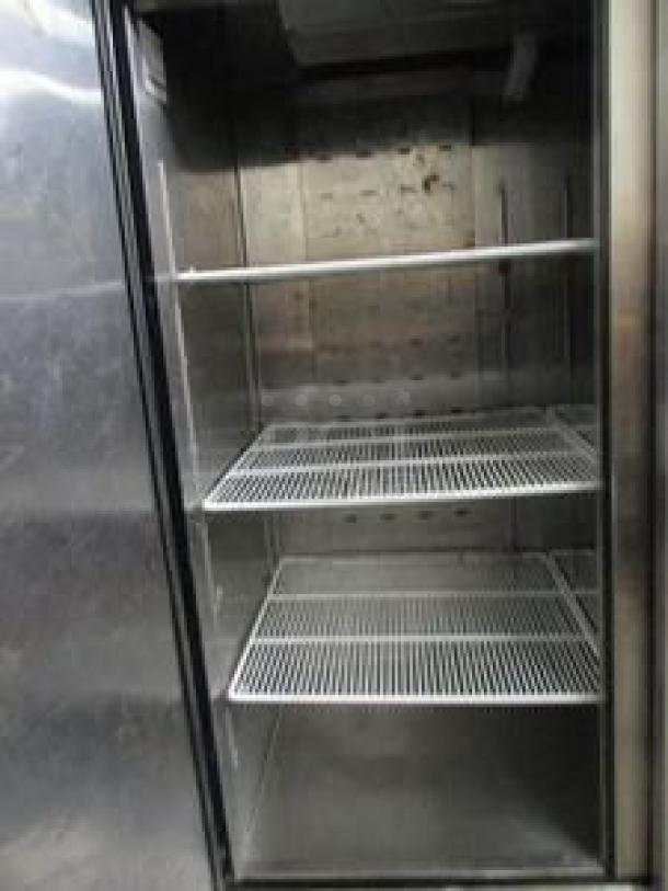 Atosa MBF8507GR 54" reach-in refrigerator, two-section, solid doors, excellent condition, fully tested and working.