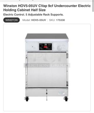Winston HA40055E CVap holding cabinet, stainless steel, electric control, 5 adjustable racks, in working condition.