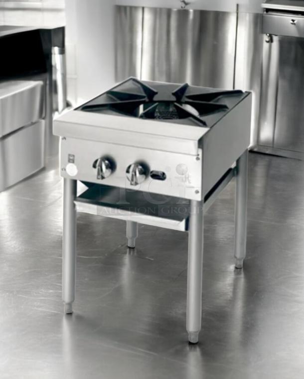 Jade Range JSP-18 single burner stock pot range, superb condition, natural gas, fully tested and working, stainless steel finish.