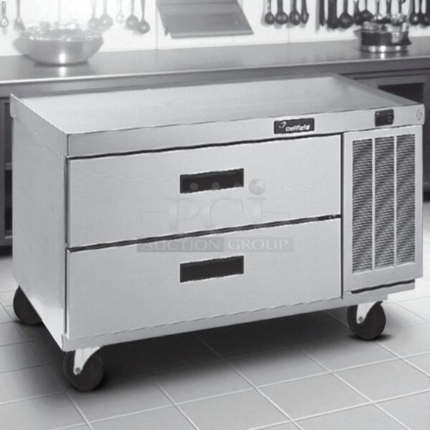 Delfield F2972CP two drawer refrigerated chef base in superb condition; fully tested, working, 115V, stainless steel.